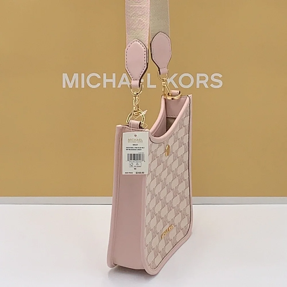 MICHAEL KORS Briley Small Logo Messenger Xbody Bag POWDER BLUSH MULTI COLOR